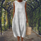 Dames Mouwloze Midi Jurk met Zakken