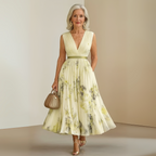 Dames Geplooide Mouwloze Maxi Jurk