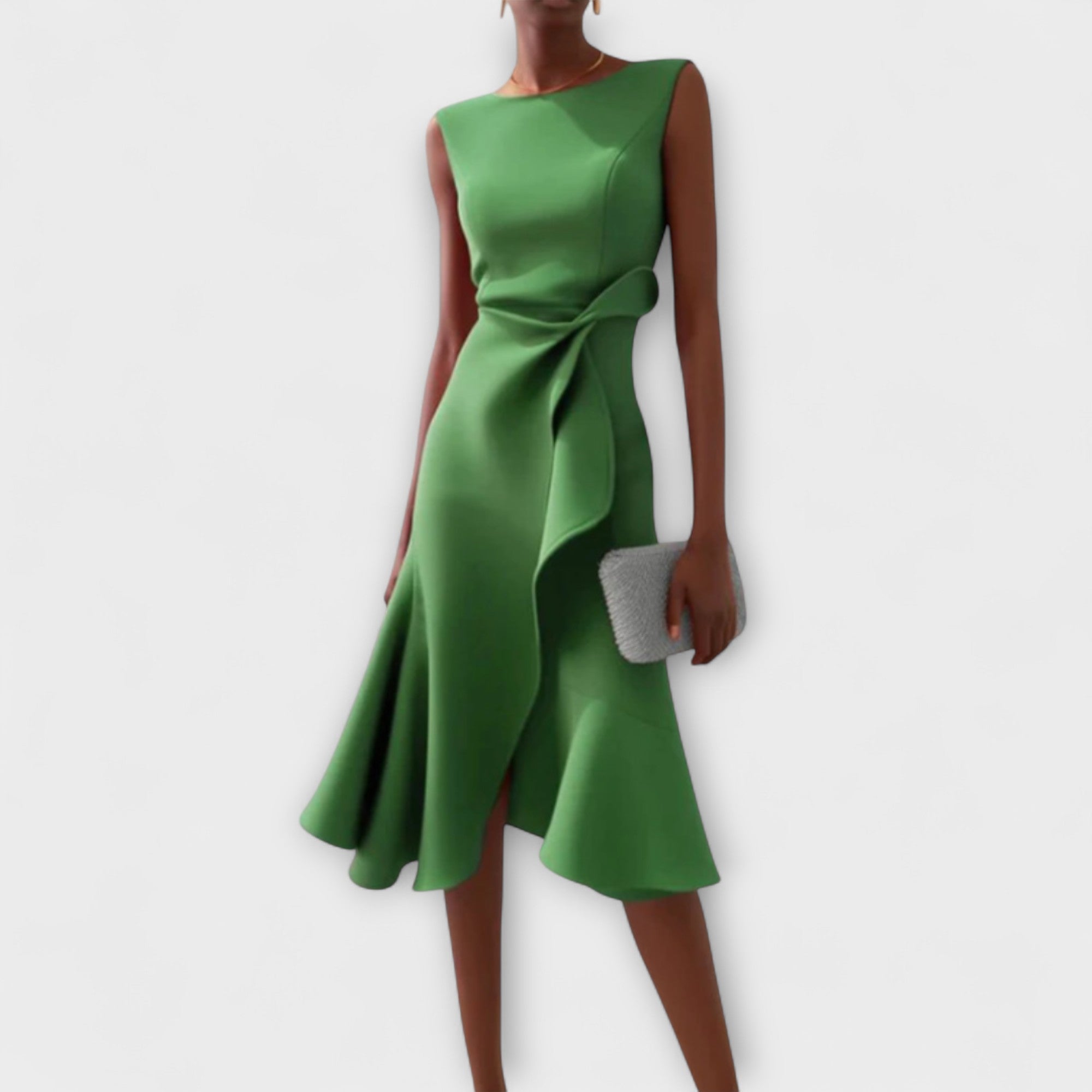 Dames Gedrapeerde Asymmetrische Midi Jurk
