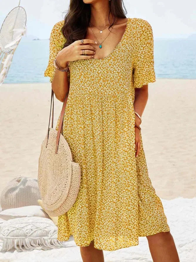 Women's Summer Floral Print Midi Dress