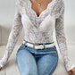 Petunia Top | Lange Mouw Top met V-Hals en Kant