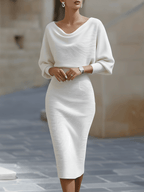 Dames Gedrapeerde Midi Jurk Elegant