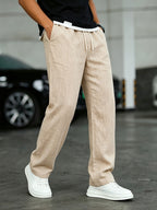 Heren Casual Broek met Trekkoord en Linnen Look Montarello