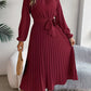 Veronica Jurk | Dames Herfst Midi Jurk met Plissé en Ceintuur