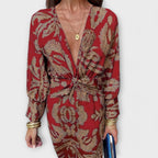 Dames Elegante Midi Jurk met Lange Mouwen