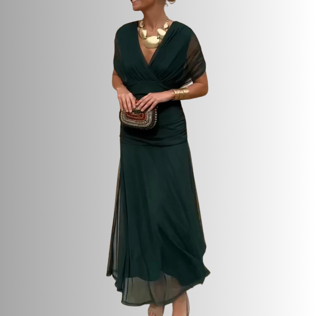 Women's Dress | Draped V-Neck Maxi