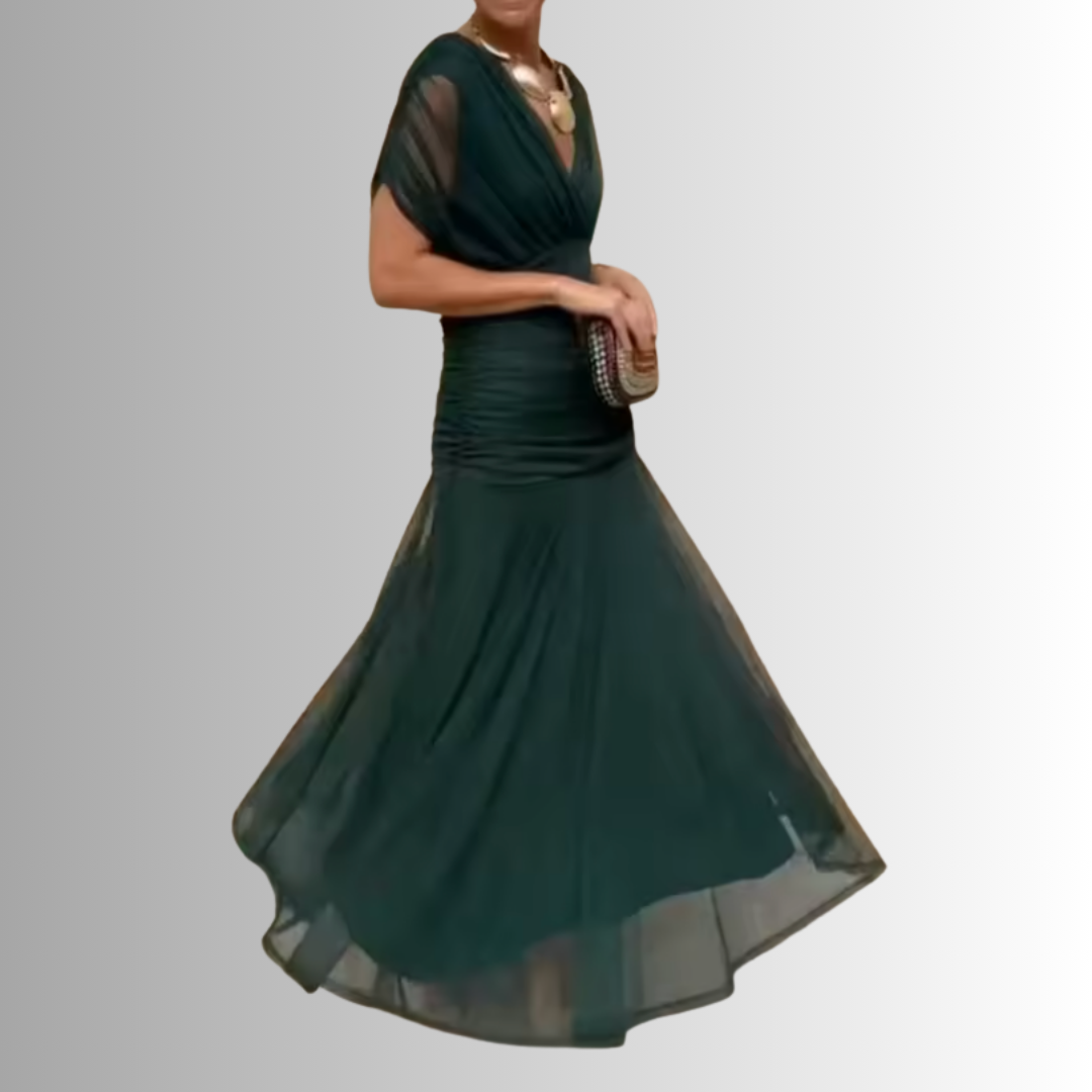 Women's Dress | Draped V-Neck Maxi