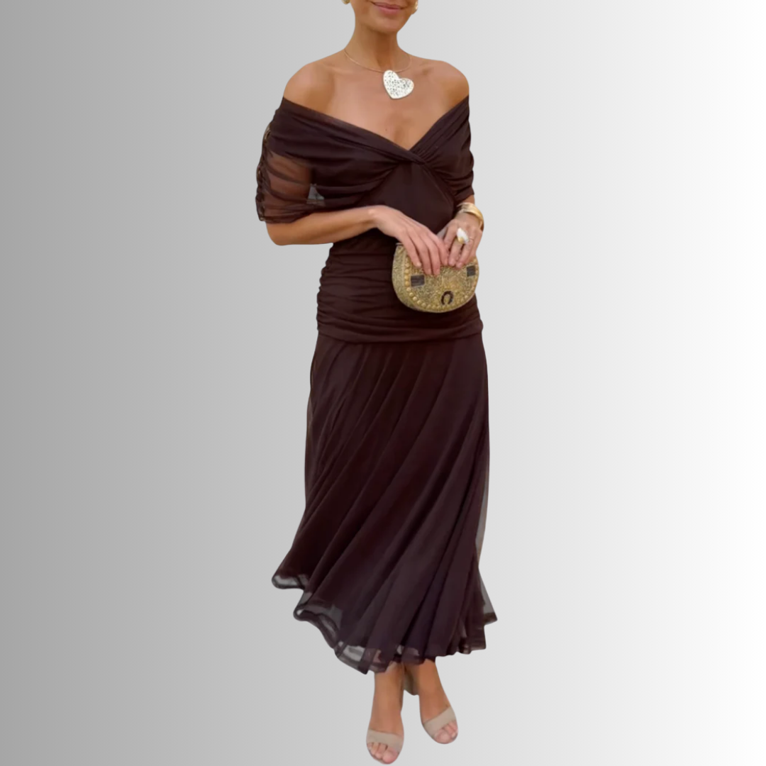 Women's Dress | Draped V-Neck Maxi