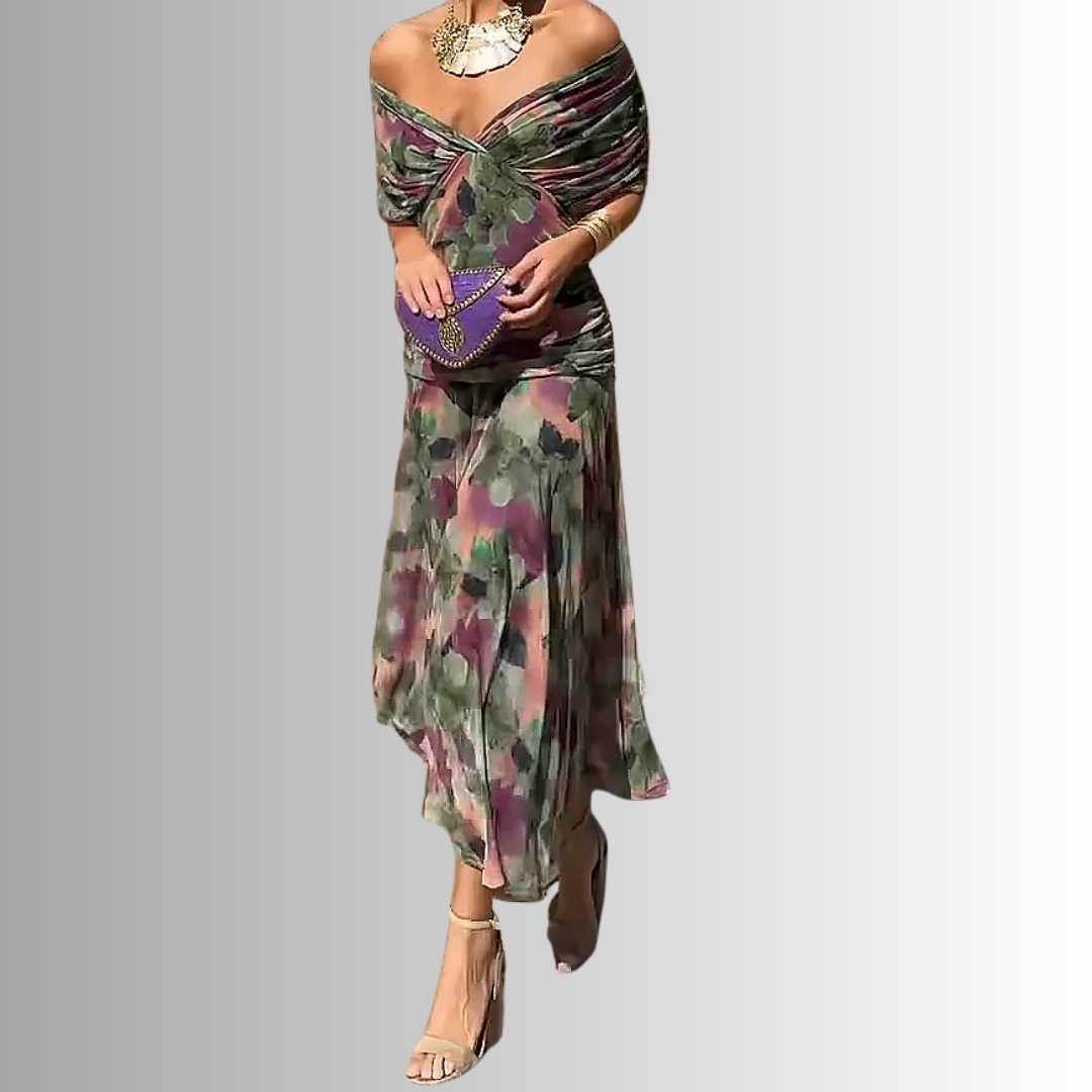 Women's Dress | Draped V-Neck Maxi