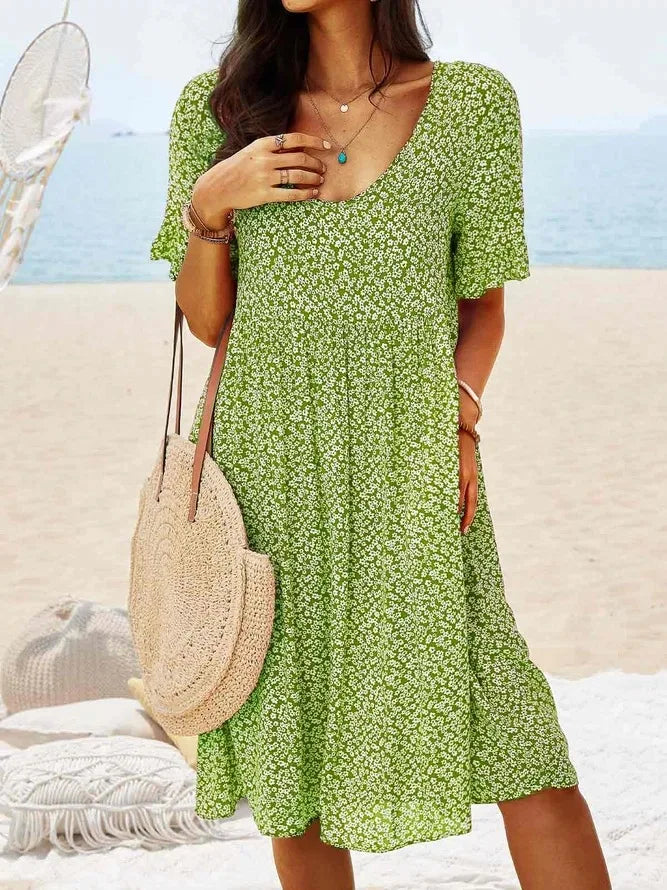 Women's Summer Floral Print Midi Dress