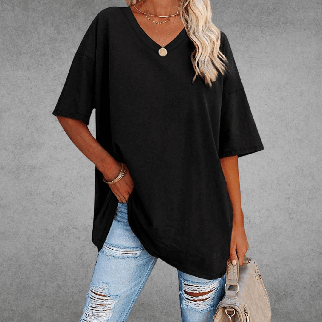 Dames Oversized T Shirt Met V Hals