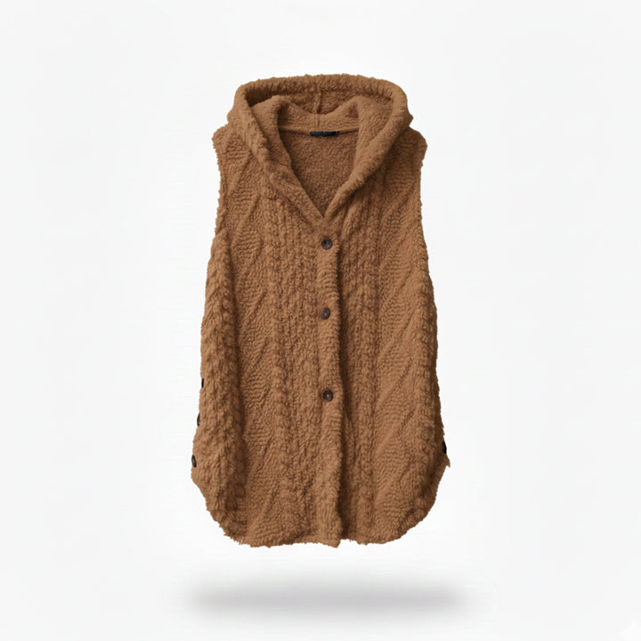Dames Gebreid Vest met Capuchon Relaxed Fit