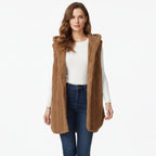 Dames Gebreid Vest met Capuchon Relaxed Fit