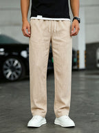 Heren Casual Broek met Trekkoord en Linnen Look Montarello