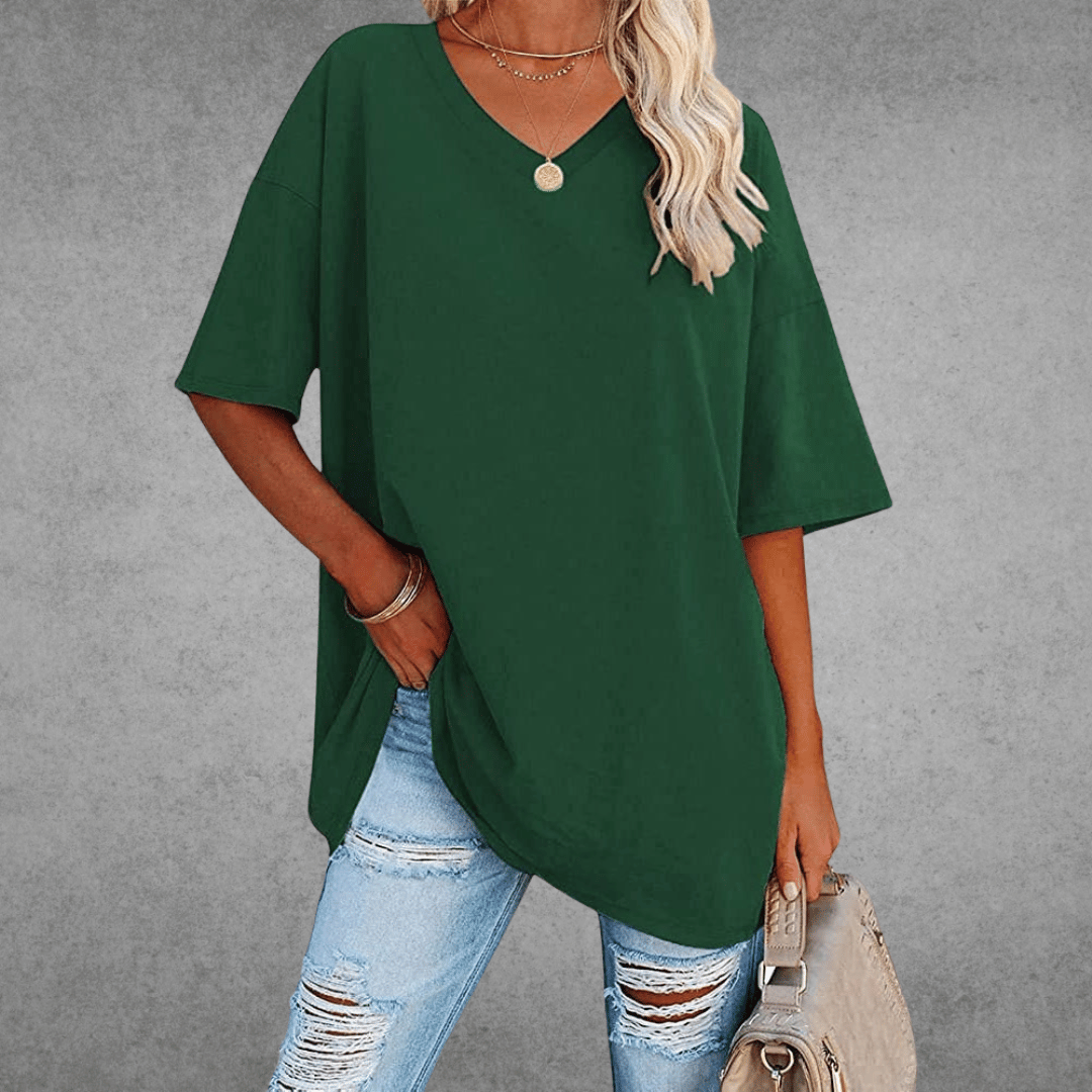Dames Oversized T Shirt Met V Hals