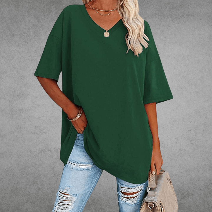 Dames Oversized T Shirt Met V Hals