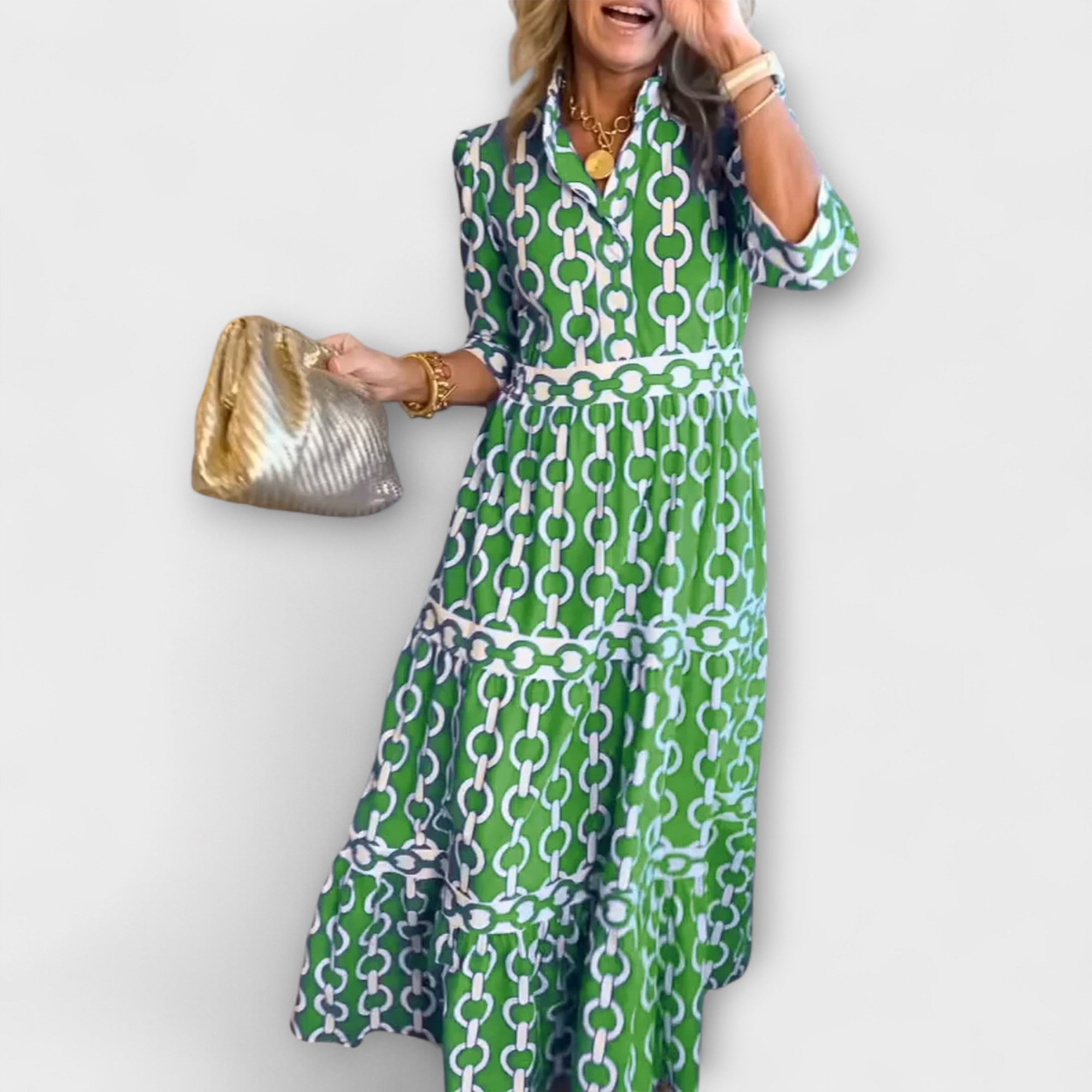 Dames Midi Jurk Kettingprint