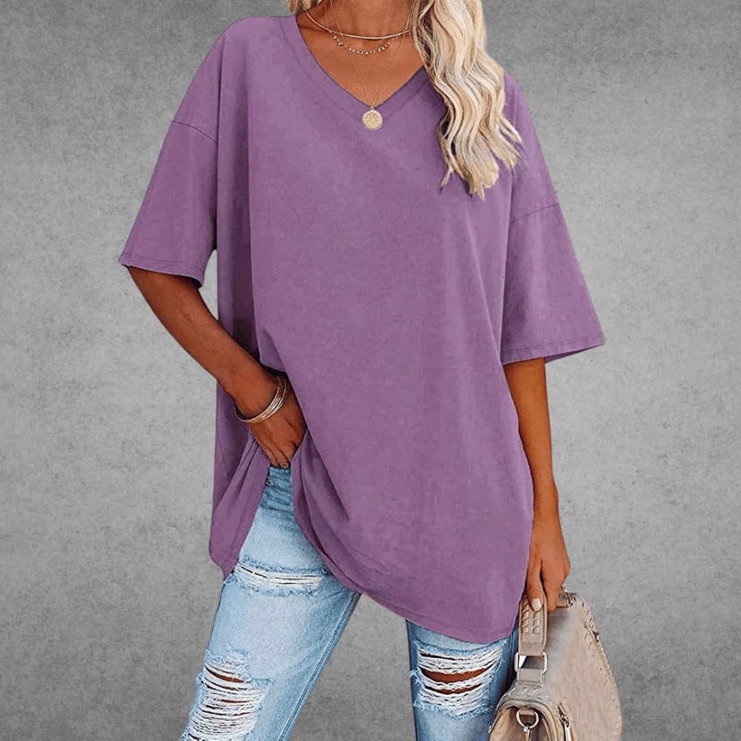 Dames Oversized T Shirt Met V Hals