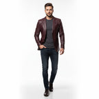Heren Lange Leren Jas Relaxed Fit