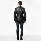 Heren Lange Leren Jas Relaxed Fit