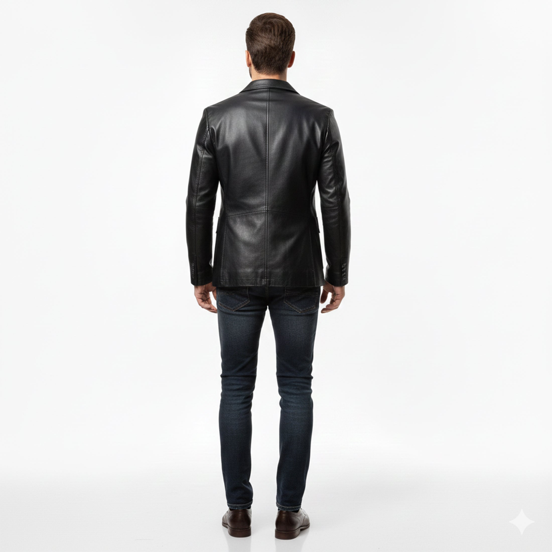 Heren Lange Leren Jas Relaxed Fit