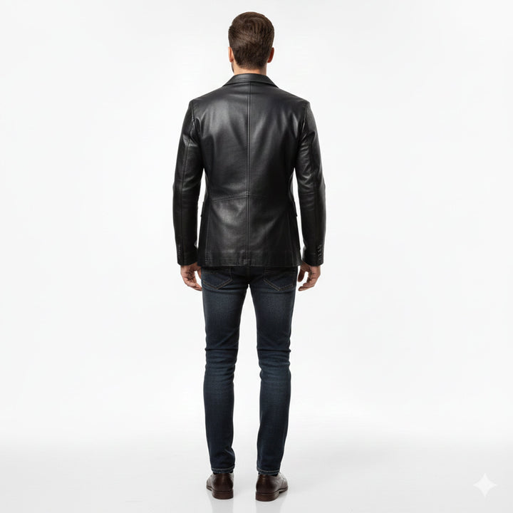 Heren Lange Leren Jas Relaxed Fit