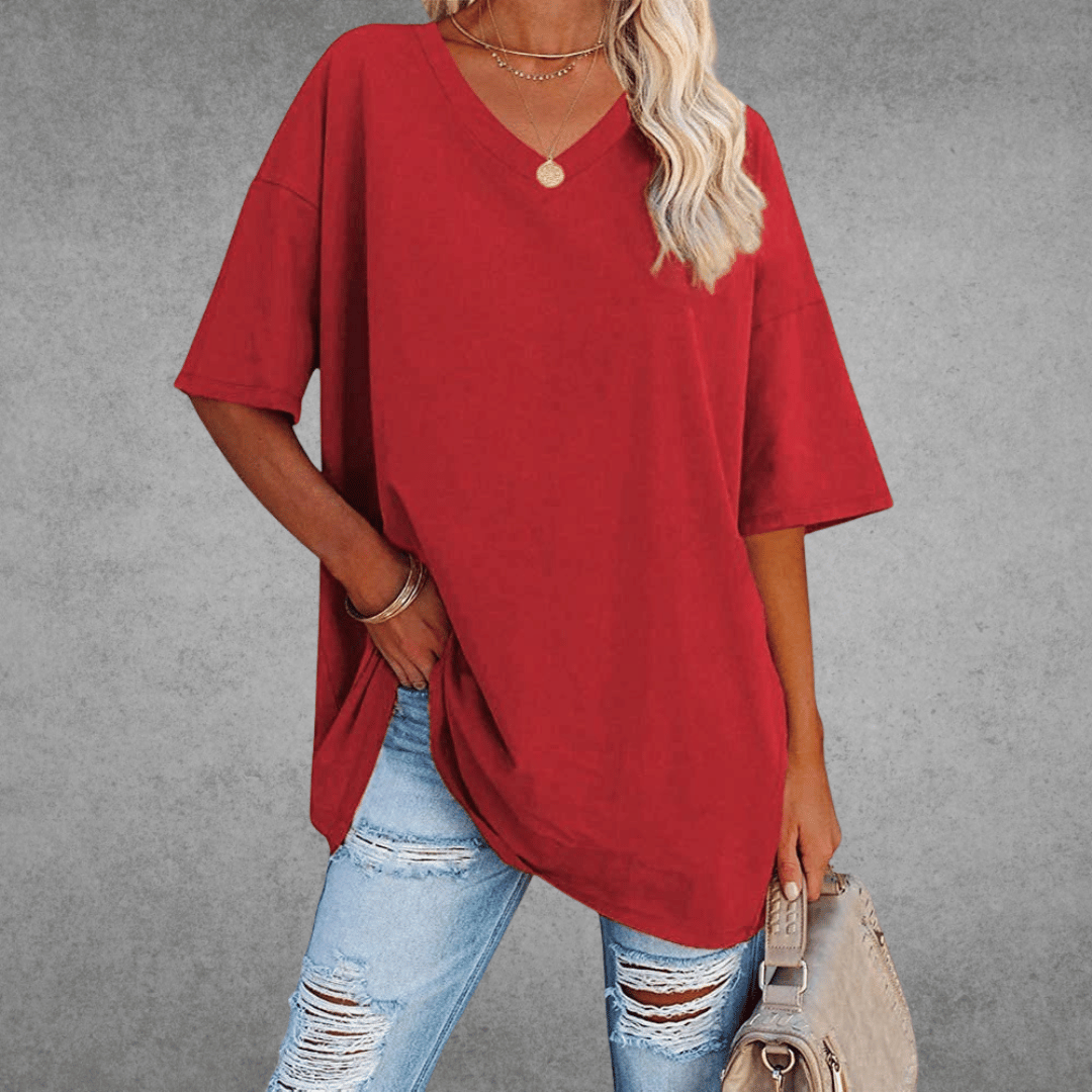 Dames Oversized T Shirt Met V Hals