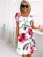 Dames Mini Jurk met Ruches en Bloemenprint