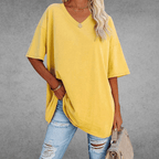 Dames Oversized T Shirt Met V Hals