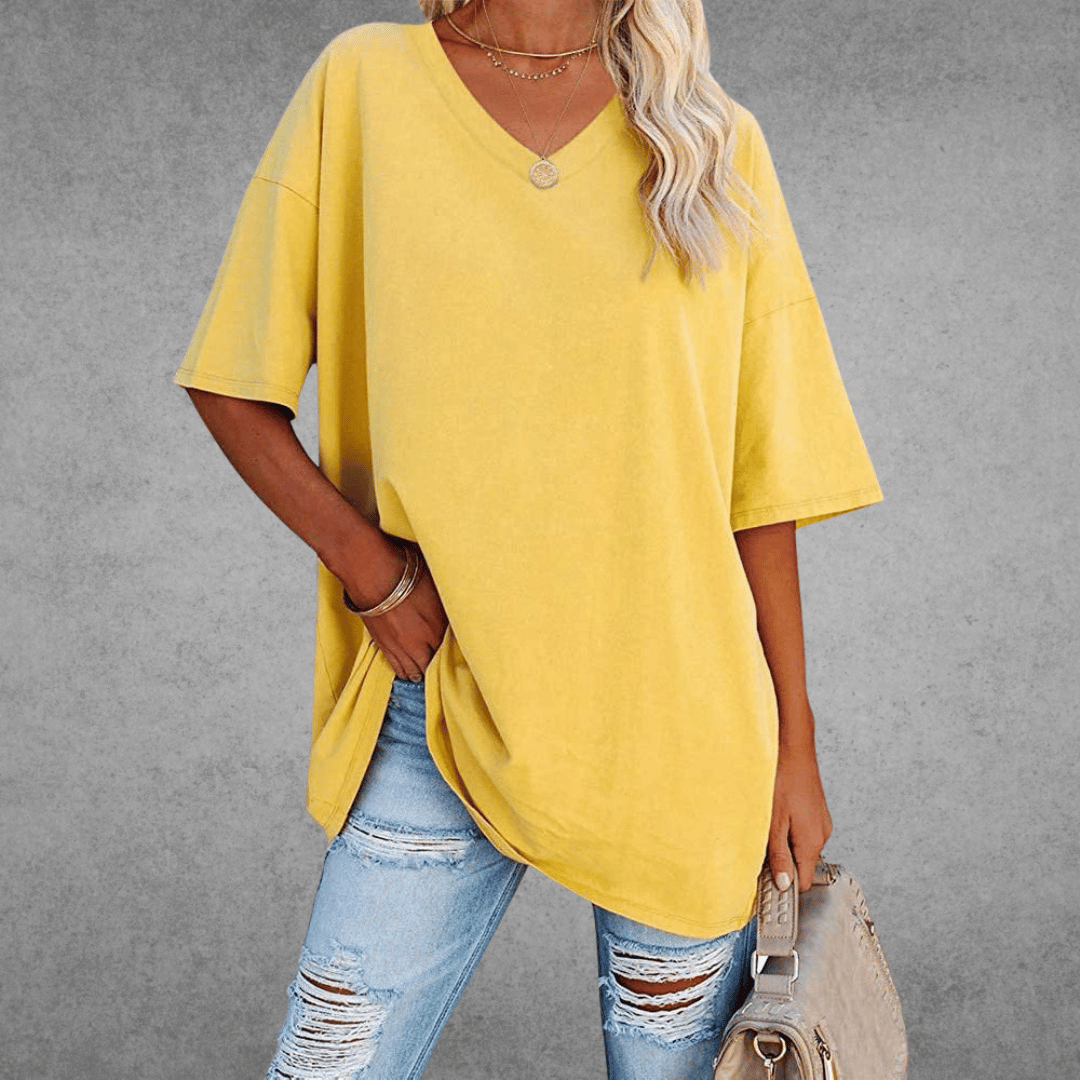 Dames Oversized T Shirt Met V Hals