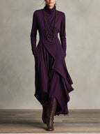 Dames Asymmetrische Gebreide Maxi Jurk