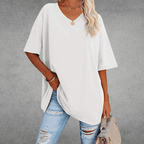 Dames Oversized T Shirt Met V Hals