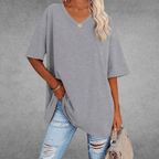 Dames Oversized T Shirt Met V Hals
