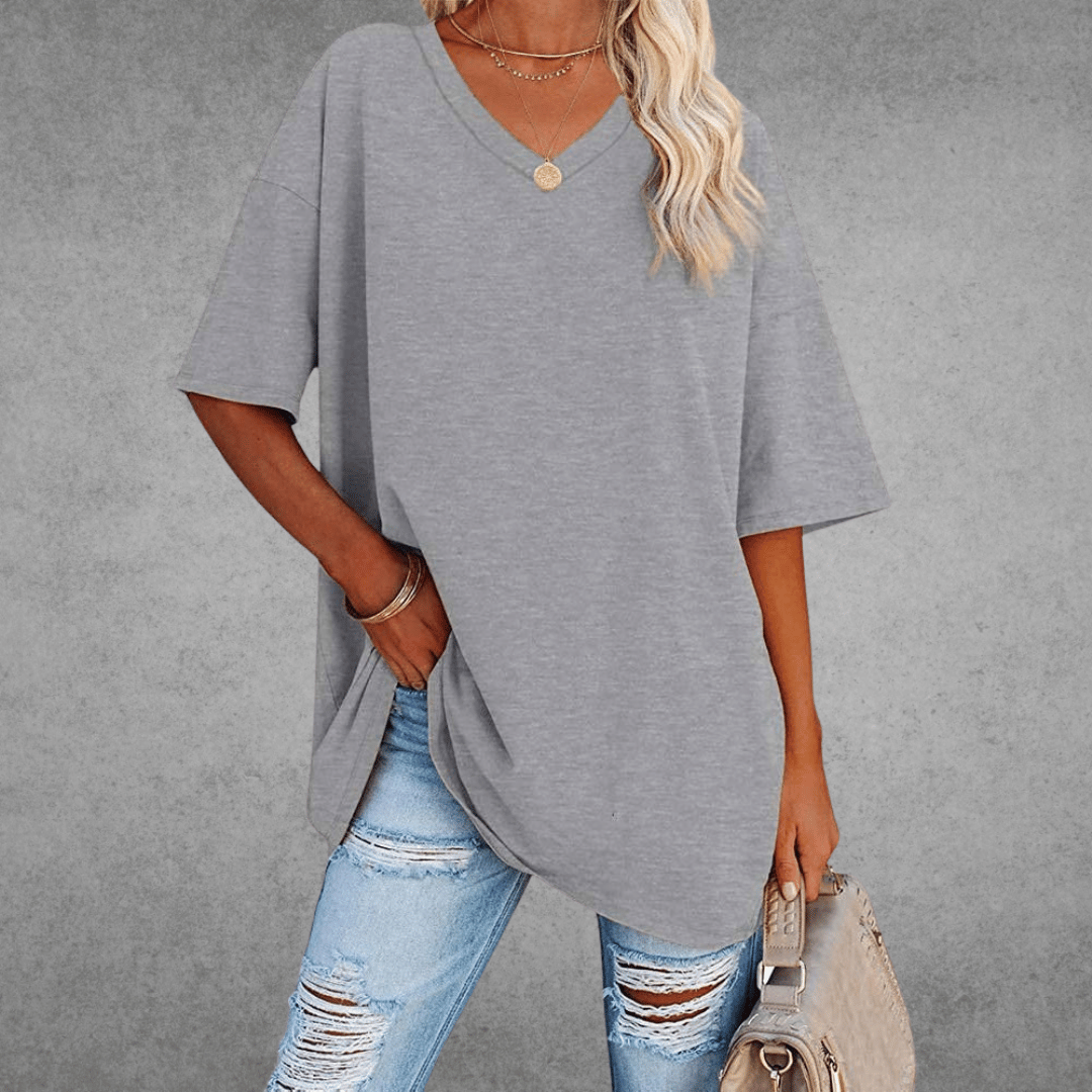 Dames Oversized T Shirt Met V Hals