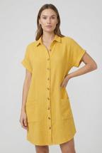 Dames Katoenmix Shirt Mini Jurk Korte Mouwen