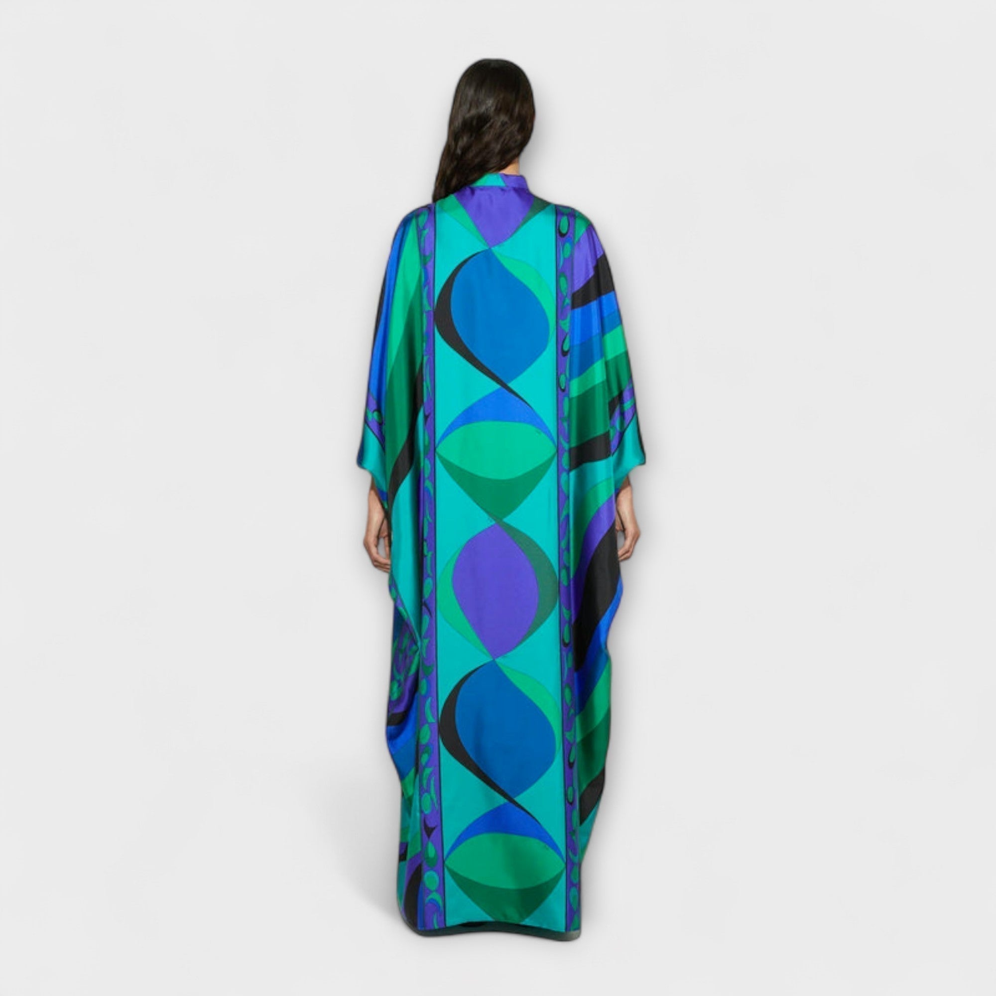 Dames Maxi Kaftan met Kleurrijk Psychedelisch Ontwerp