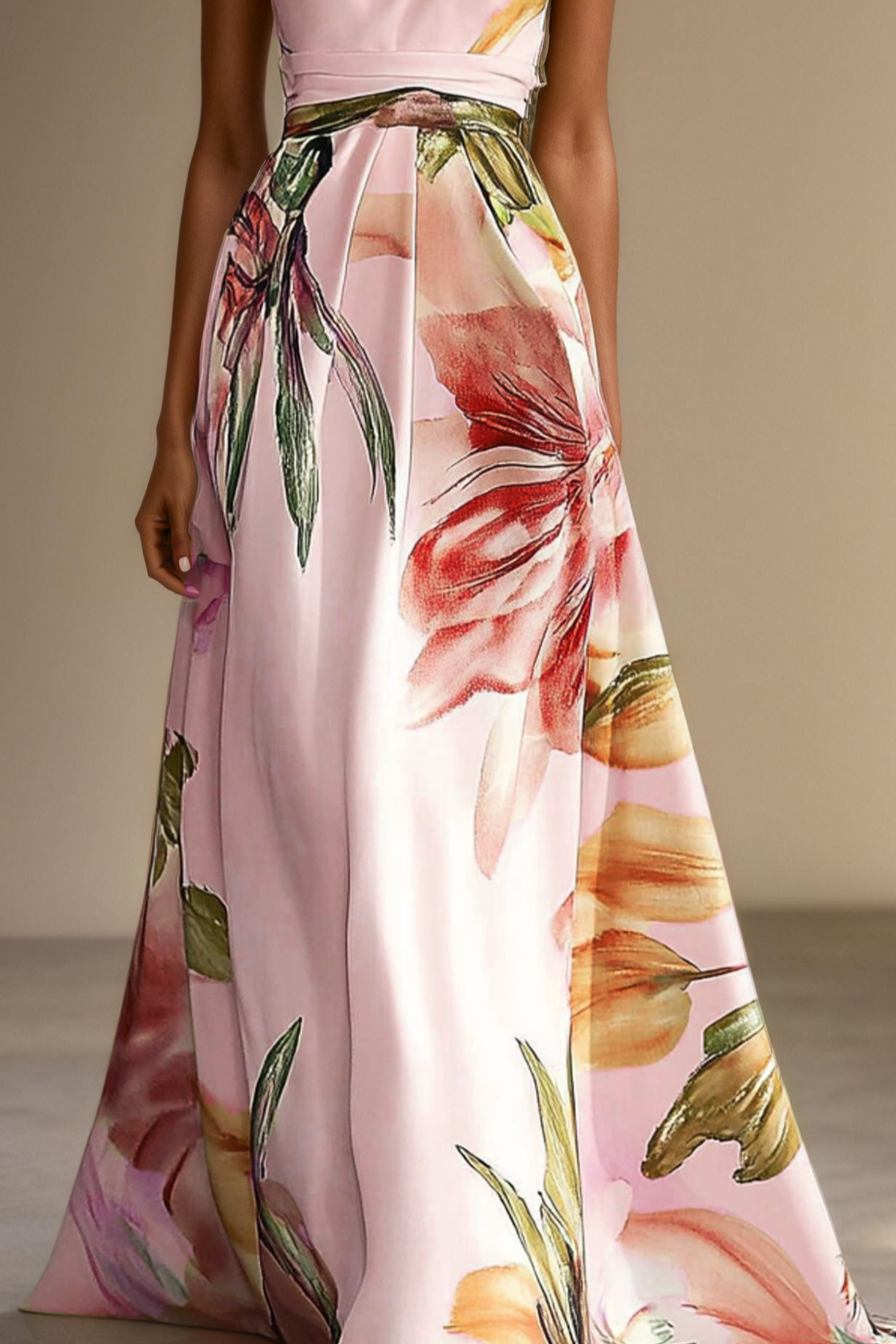 Dames Satijnen One Shoulder Maxi Jurk