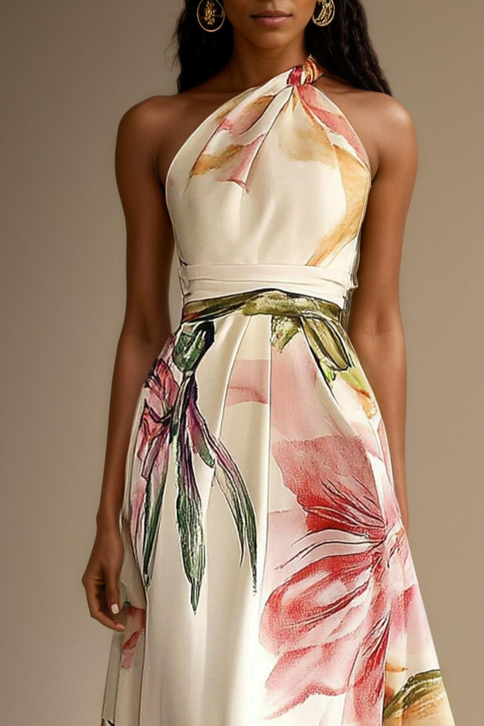 Dames Satijnen One Shoulder Maxi Jurk