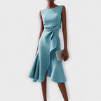 Dames Gedrapeerde Asymmetrische Midi Jurk