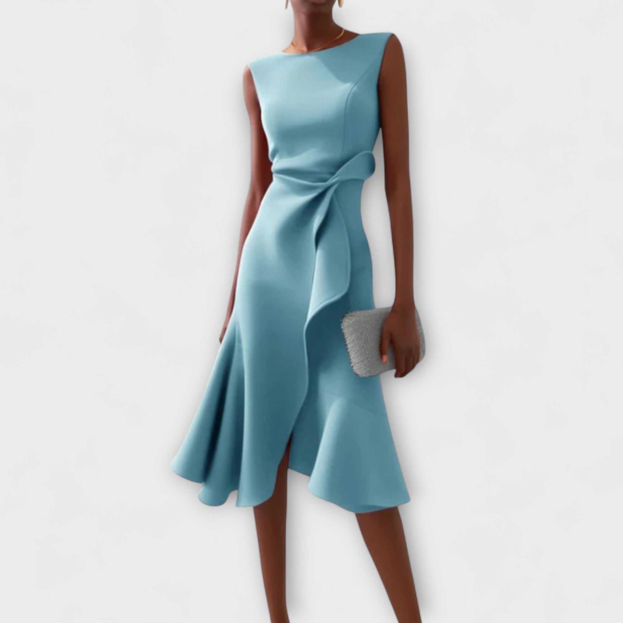 Dames Gedrapeerde Asymmetrische Midi Jurk