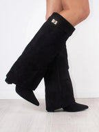 Dames Suède Boots met Gouden Details