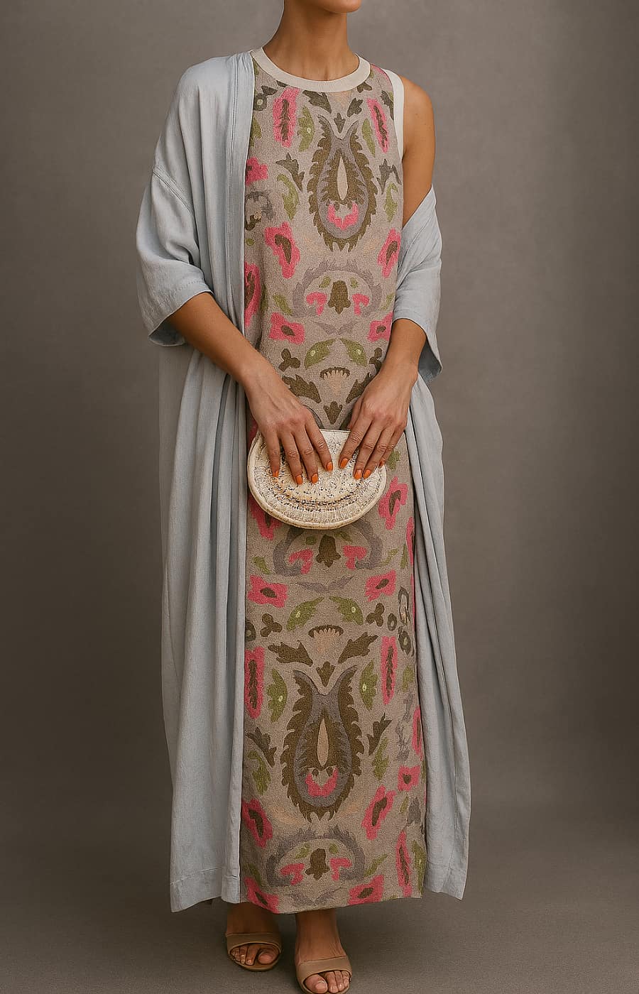 Women's Dress | Matching Open Front Coat Maxi
