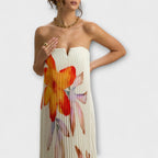 Women's Floral Print Maxi Dress with Sweetheart Neckline