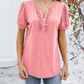 Vasila Blouse | Dames Herfst Blouse met Korte Mouwen, Knopen en Pofmouwen