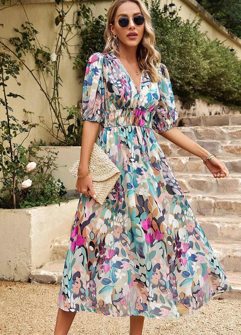 Dames Midi Jurk Bloemenprint Elegant