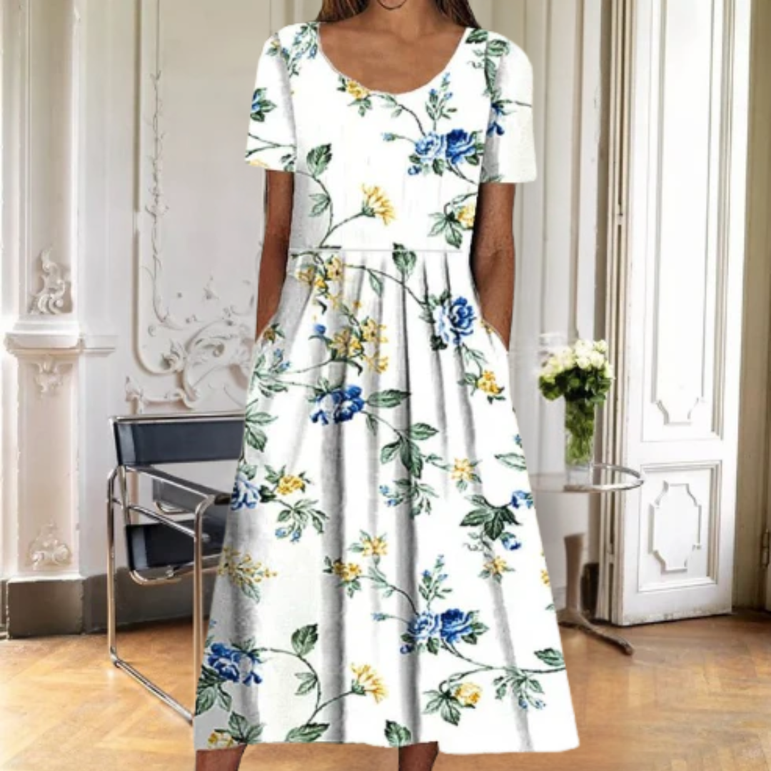 Women's Dress | Floral Midi Short Sleeve