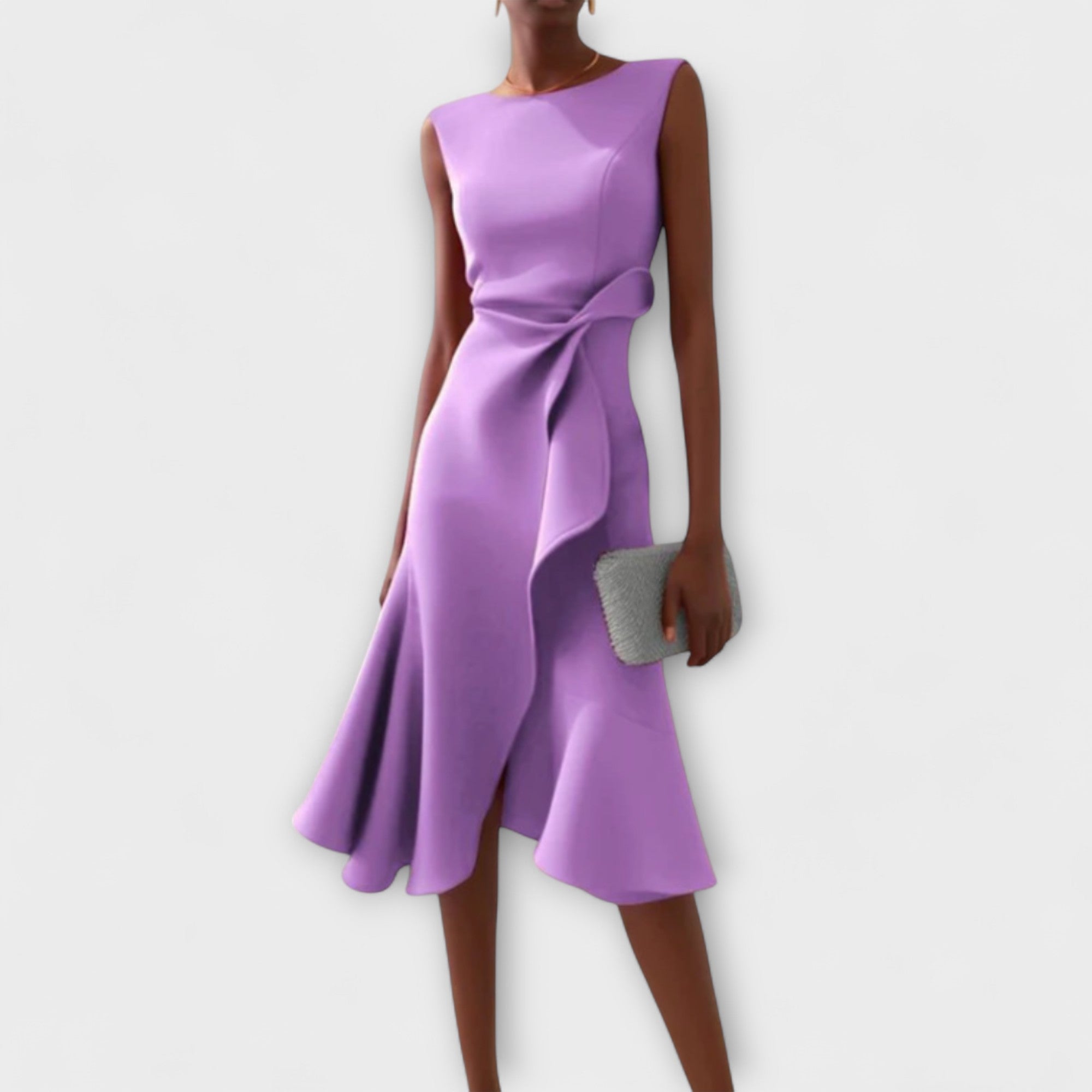 Dames Midi Jurk met Ruffle Zoom en Wikkel Detail
