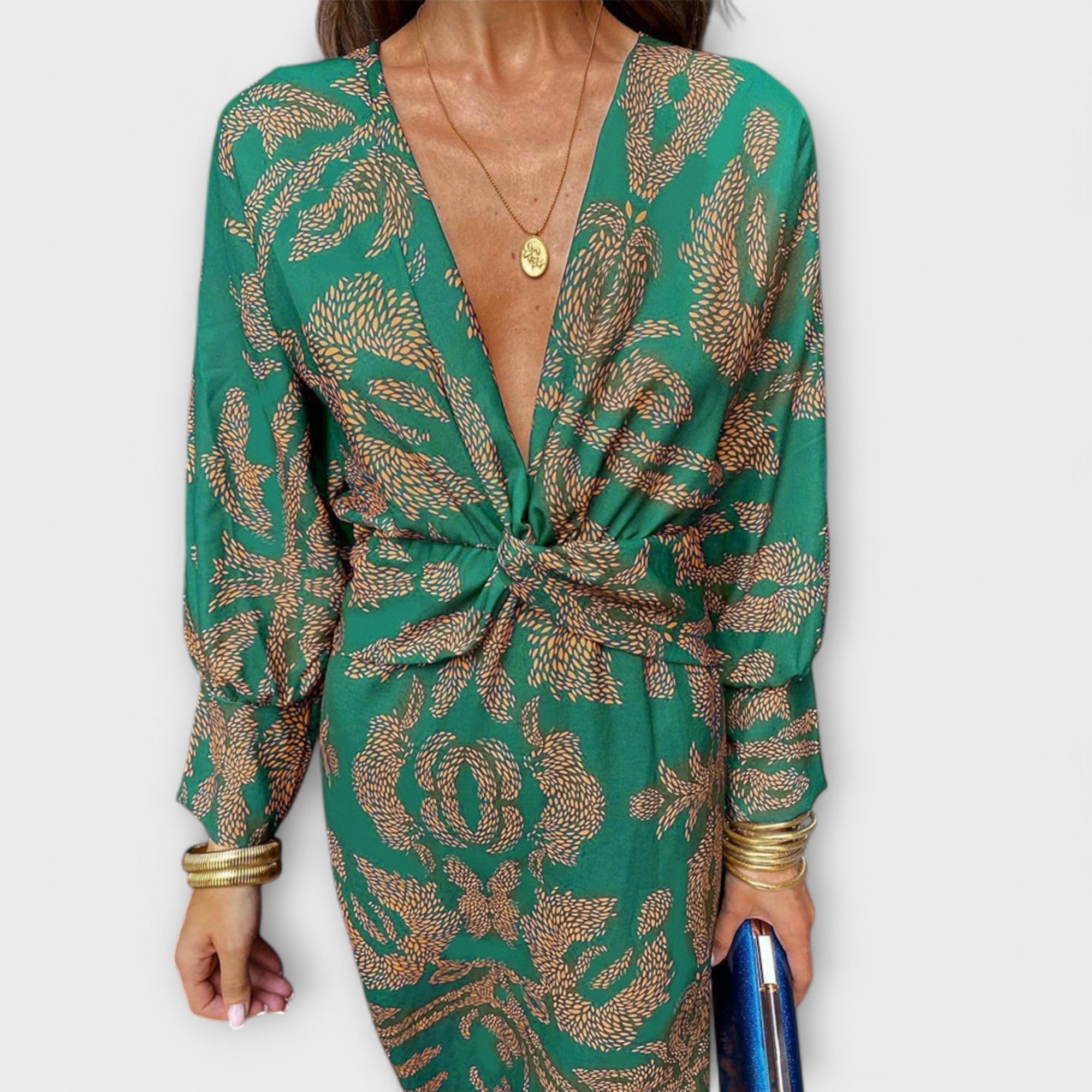 Dames Elegante Midi Jurk met Lange Mouwen