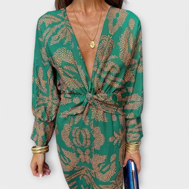 Dames Elegante Midi Jurk met Lange Mouwen