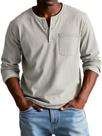 Heren Casual Henley Shirt met Lange Mouwen Montarello